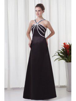 Satin Straps A-line Floor Length Prom Dress