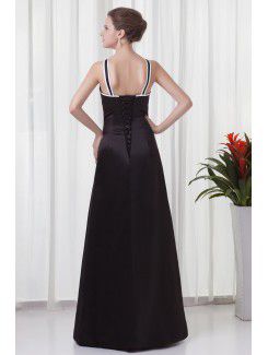 Satin Straps A-line Floor Length Prom Dress