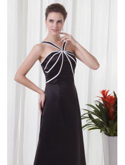 Satin Straps A-line Floor Length Prom Dress