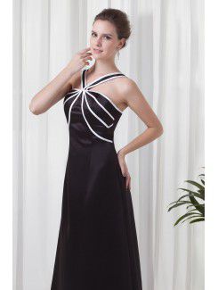 Satin Straps A-line Floor Length Prom Dress