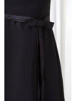 Chiffon V-Neckline Column Sweep Train Sash Prom Dress