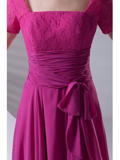 Chiffon Square Column Floor Length Sash Prom Dress