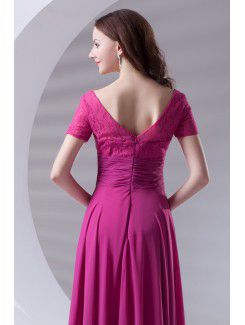 Chiffon Square Column Floor Length Sash Prom Dress