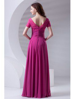 Chiffon Square Column Floor Length Sash Prom Dress