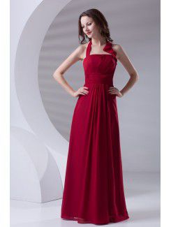 Chiffon Halter Corset Floor Length Prom Dress