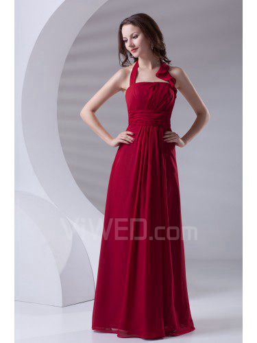 Chiffon Halter Corset Floor Length Prom Dress