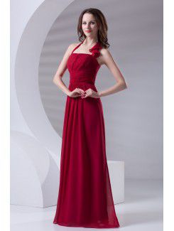 Chiffon Halter Corset Floor Length Prom Dress