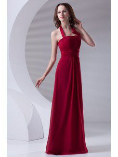 Chiffon Halter Corset Floor Length Prom Dress