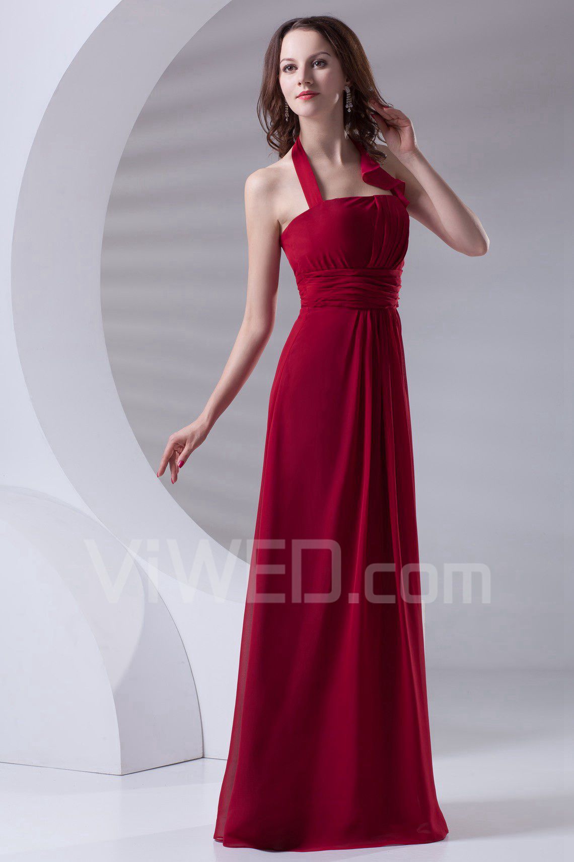 Discount Chiffon Halter Corset Floor Length Prom Dress