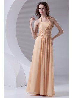 Chiffon Halter Corset Floor Length Prom Dress