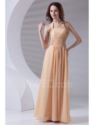 Chiffon halterneck korset ladlængde prom dress