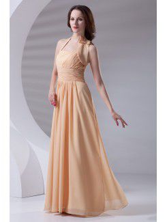 Chiffon Halter Corset Floor Length Prom Dress