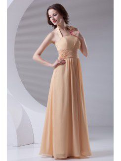 Chiffon Halter Corset Floor Length Prom Dress