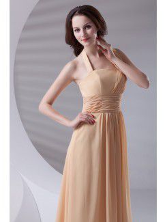 Chiffon Halter Corset Floor Length Prom Dress