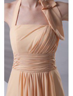 Chiffon Halter Corset Floor Length Prom Dress