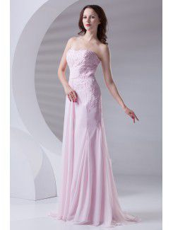 Chiffon Sweetheart Sheath Floor Length Embroidered Prom Dress