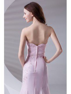 Chiffon Sweetheart Sheath Floor Length Embroidered Prom Dress