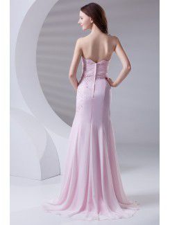 Chiffon Sweetheart Sheath Floor Length Embroidered Prom Dress