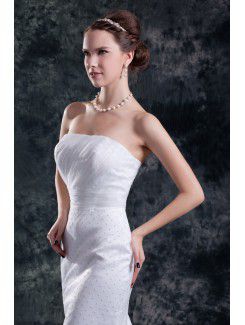 Net Strapless Sweep Train Sheath Wedding Dress