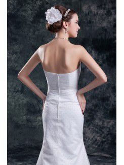 Net Strapless Sweep Train Sheath Wedding Dress