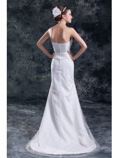 Net Strapless Sweep Train Sheath Wedding Dress