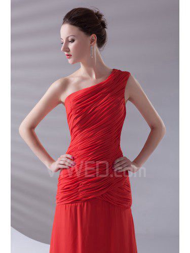 Chiffon Asymmetrical Sheath Ankle-Length Directionally Ruched Prom Dress