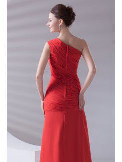 Chiffon Asymmetrical Sheath Ankle-Length Directionally Ruched Prom Dress