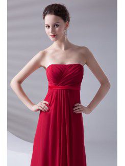 Chiffon Strapless Column Floor Length Sash Prom Dress