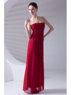 Chiffon Strapless Column Floor Length Sash Prom Dress