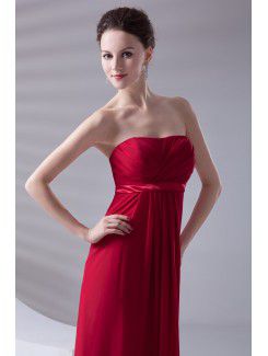 Chiffon Strapless Column Floor Length Sash Prom Dress