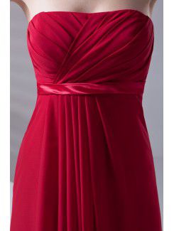 Chiffon Strapless Column Floor Length Sash Prom Dress