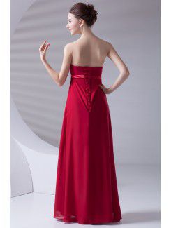 Chiffon Strapless Column Floor Length Sash Prom Dress