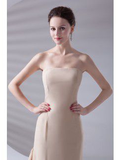 Chiffon Strapless Sheath Sweep Train Prom Dress