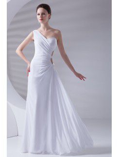 Chiffon One-Shoulder Sheath Sweep Train Asymmetrical Prom Dress