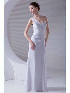 Chiffon One-Shoulder Sheath Sweep Train Asymmetrical Prom Dress