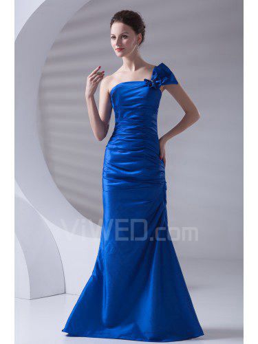 Taffeta Strapless Mermaid Floor Length Bow Prom Dress