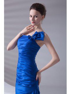 Taffeta Strapless Mermaid Floor Length Bow Prom Dress