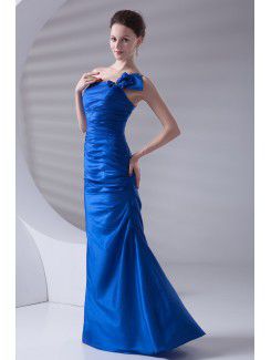 Taffeta Strapless Mermaid Floor Length Bow Prom Dress