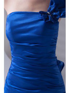 Taffeta Strapless Mermaid Floor Length Bow Prom Dress