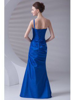 Taffeta Strapless Mermaid Floor Length Bow Prom Dress