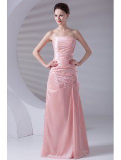 Taffeta Strapless A-line Floor Length Prom Dress