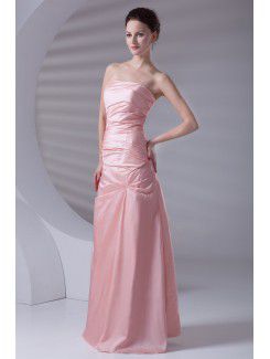 Taffeta Strapless A-line Floor Length Prom Dress