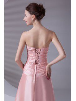 Taffeta Strapless A-line Floor Length Prom Dress