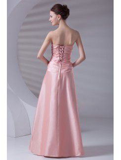 Taffeta Strapless A-line Floor Length Prom Dress