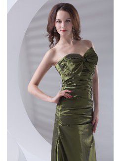 Taffeta Strapless A-line Floor Length Directionally Ruched Prom Dress