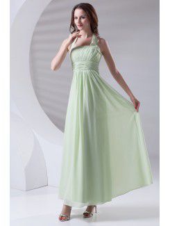 Chiffon Halter Column Floor Length Prom Dress