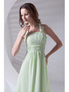 Chiffon Halter Column Floor Length Prom Dress