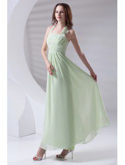 Chiffon Halter Column Floor Length Prom Dress