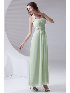 Chiffon Halter Column Floor Length Prom Dress