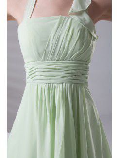 Chiffon Halter Column Floor Length Prom Dress